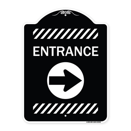 Signmission Flex Post Entrance with Right Arrow Decal for Flex Paddle Aluminum Sign, 18" L, 24" H, BW-1824-23959 A-DES-BW-1824-23959